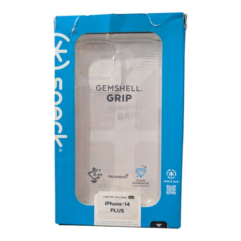 F3. Speck GemShell Grip Clear Case for Apple iPhone 14 Plus - Clear